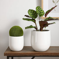 Womy Tall Decorative Planters Set of 2, Gloss White Ceramic 18 30 Inch -BM334943