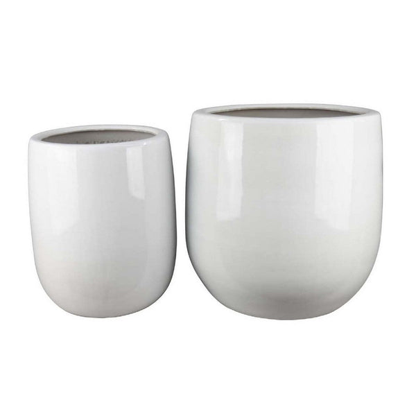 Womy Tall Decorative Planters Set of 2, Gloss White Ceramic 18 30 Inch -BM334943