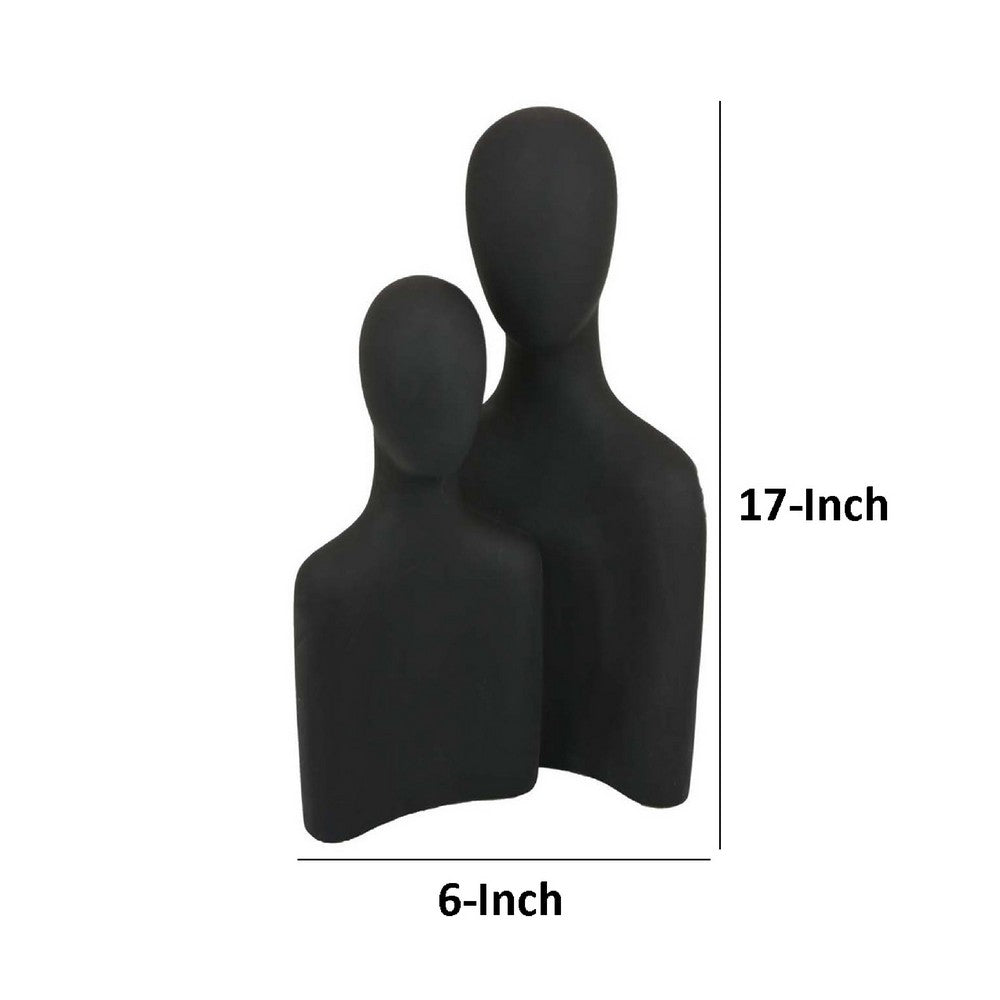 Nito Decorative Figurine, 2 Bust Silhouettes, 17 Inch Black Resin Body -BM334945