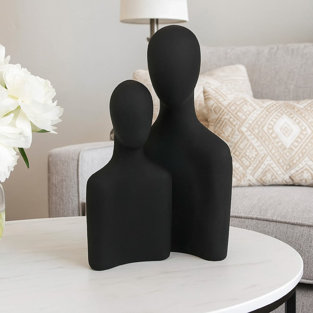 Nito Decorative Figurine, 2 Bust Silhouettes, 17 Inch Black Resin Body -BM334945