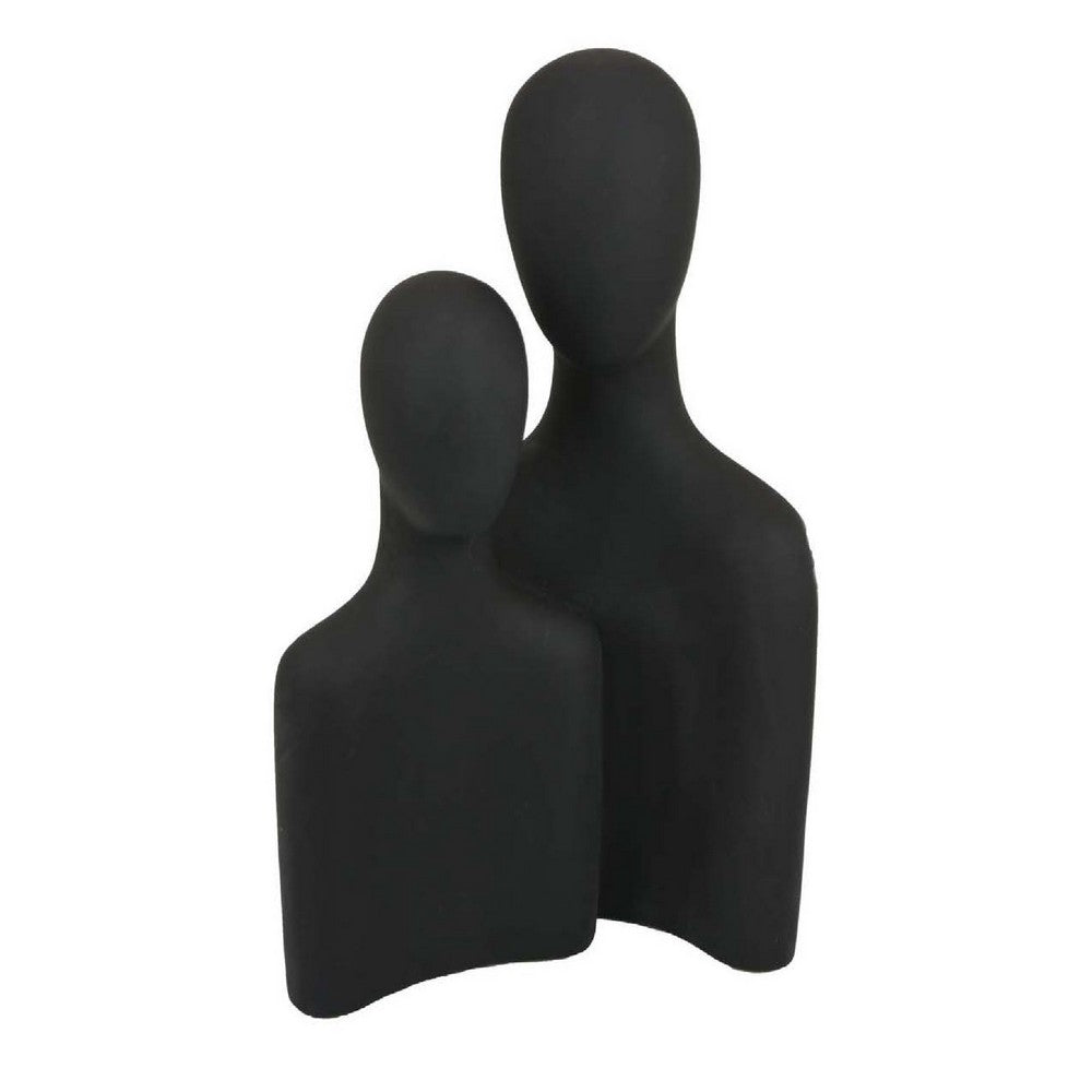 Nito Decorative Figurine, 2 Bust Silhouettes, 17 Inch Black Resin Body -BM334945