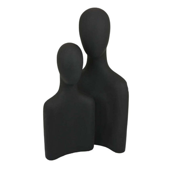 Nito Decorative Figurine, 2 Bust Silhouettes, 17 Inch Black Resin Body -BM334945