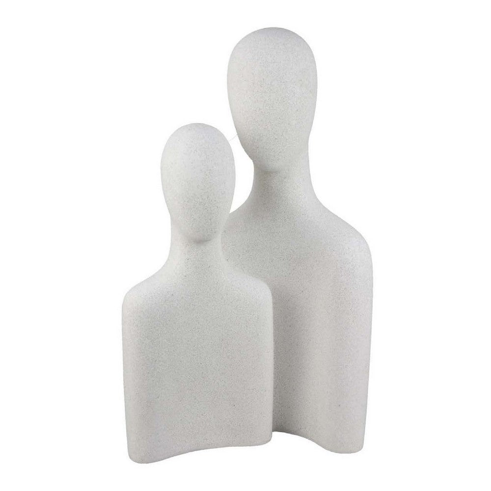 Nito Decorative Figurine, 2 Bust Silhouettes 17 Inch White Resin Body -BM334946