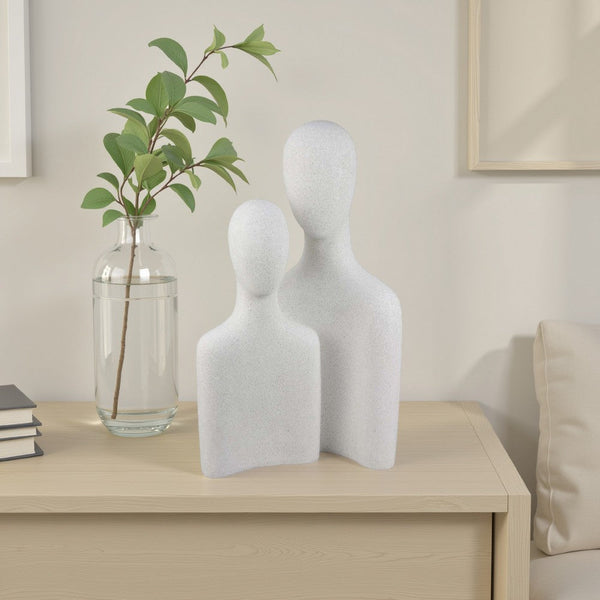 Nito Decorative Figurine, 2 Bust Silhouettes 17 Inch White Resin Body -BM334946