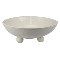 15 Inch Decorative Bowl for Accessories, Off White Ceramic, 3 Feet -BM334947