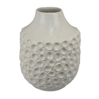 Nian Accent Vase, Off White Ceramic Raised Dimple Texture, 14 Inch -BM334948