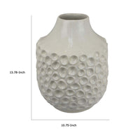 Nian Accent Vase, Off White Ceramic Raised Dimple Texture, 14 Inch -BM334948
