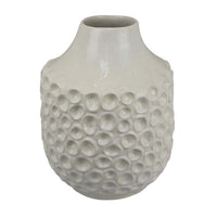 Nian Accent Vase, Off White Ceramic Raised Dimple Texture, 14 Inch -BM334948