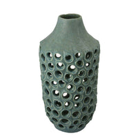 Nian Accent Vase, Green Ceramic, Perforated Rounded Holes, 16 Inch -BM334951