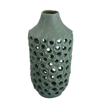 Nian Accent Vase, Green Ceramic, Perforated Rounded Holes, 16 Inch -BM334951