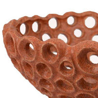 Nian Decorative Bowl, Earthy Brown Ceramic, Perforated Holes, 13 Inch -BM334953