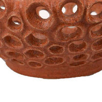 Nian Decorative Bowl, Earthy Brown Ceramic, Perforated Holes, 13 Inch -BM334953