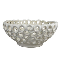Nian Decorative Bowl, Classic White Ceramic, Perforated Holes, 13 Inch -BM334954