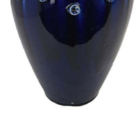 Decorative Vase, Glossy Deep Blue Ceramic, Coral Design, 15 Inch -BM334955