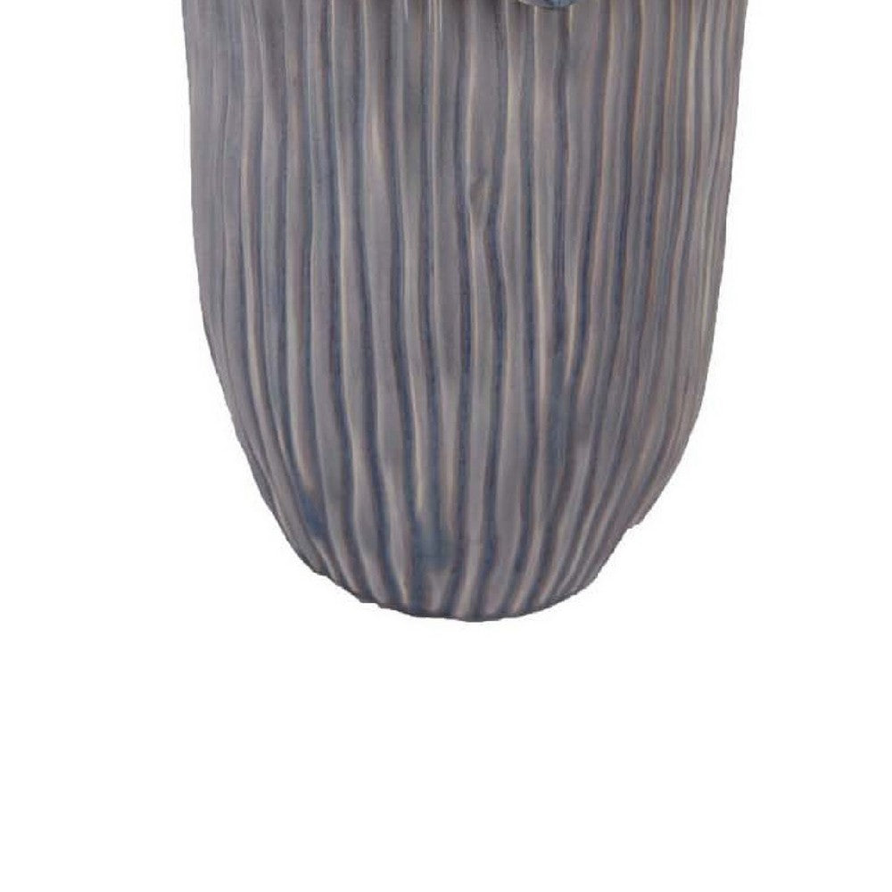 Kiana Decorative Vase, Gray Ceramic Flared Scales Rim Accent, 16 Inch -BM334956