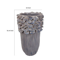 Kiana Decorative Vase, Gray Ceramic Flared Scales Rim Accent, 16 Inch -BM334956