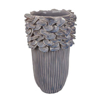 Kiana Decorative Vase, Gray Ceramic Flared Scales Rim Accent, 16 Inch -BM334956