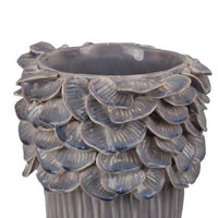 Kiana Decorative Vase, Gray Ceramic Flared Scales Rim Accent, 13 Inch -BM334957