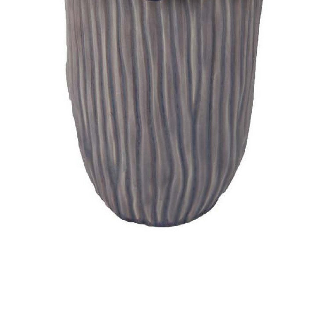 Kiana Decorative Vase, Gray Ceramic Flared Scales Rim Accent, 13 Inch -BM334957