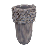 Kiana Decorative Vase, Gray Ceramic Flared Scales Rim Accent, 13 Inch -BM334957