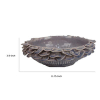 Kiana Decorative Bowl, Gray Ceramic, Flared Scales Rim Accent, 12 Inch -BM334958