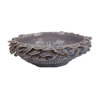 Kiana Decorative Bowl, Gray Ceramic, Flared Scales Rim Accent, 12 Inch -BM334958