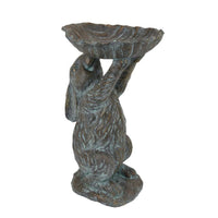 Outdoor Decorative Rabbit Bird Feeder, Textured Gray Resin, 16 Inch -BM334961