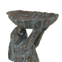Outdoor Decorative Rabbit Bird Feeder, Textured Gray Resin, 16 Inch -BM334961