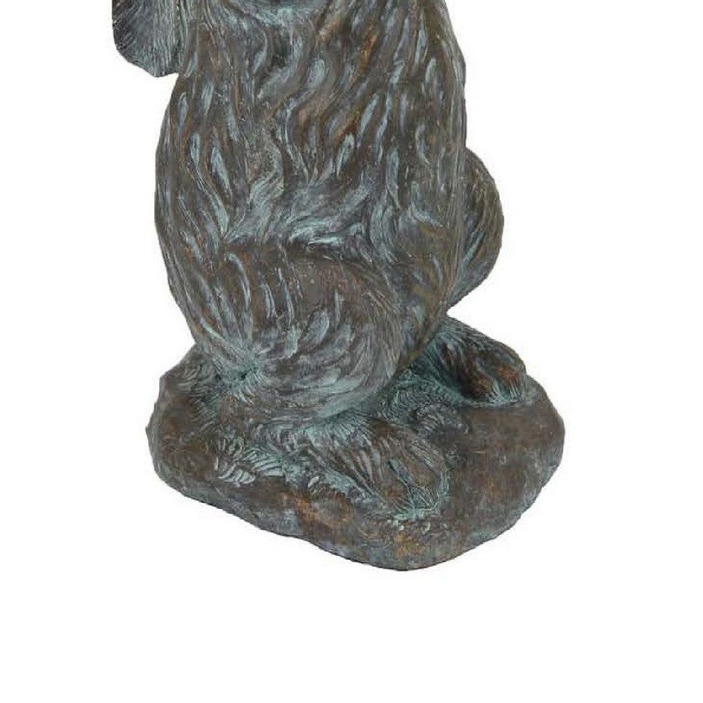 Outdoor Decorative Rabbit Bird Feeder, Textured Gray Resin, 16 Inch -BM334961