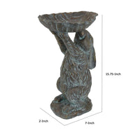 Outdoor Decorative Rabbit Bird Feeder, Textured Gray Resin, 16 Inch -BM334961
