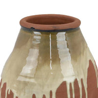 Accent Vase, Ceramic Drip Design Creamy Beige, Brown Ceramic, 12 Inch -BM334962