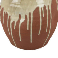 Accent Vase, Ceramic Drip Design Creamy Beige, Brown Ceramic, 12 Inch -BM334962
