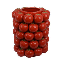 Nyssa Decorative Ceramic Tomato Vase, Green Red Glazed, 12 Inch -BM334970