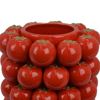 Nyssa Decorative Ceramic Tomato Vase, Green Red Glazed, 12 Inch -BM334970