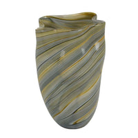 Keyan Accent Vase Ribbon Like Design, Tan Gray Yellow Glass, 11 Inch -BM334979