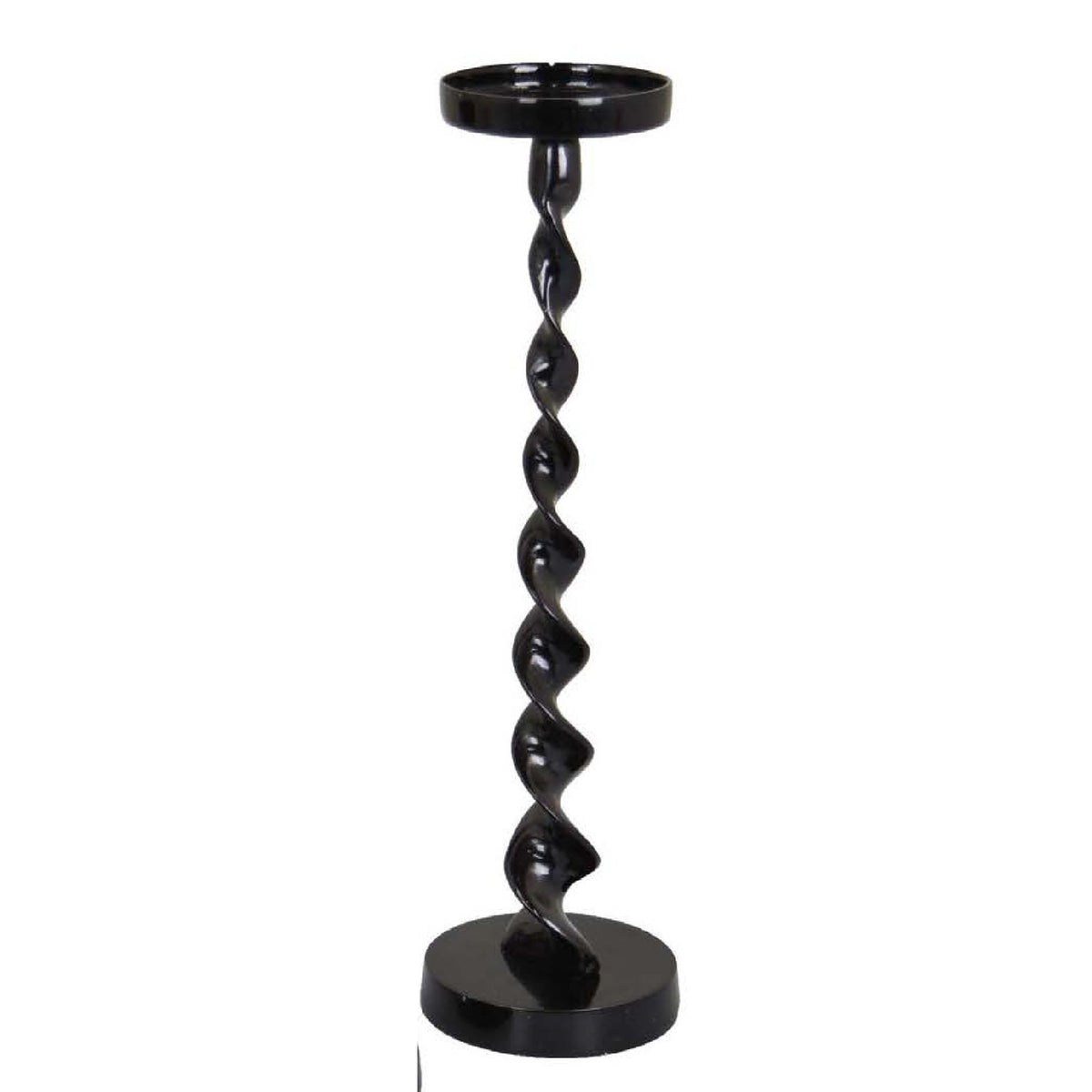 Siana Accent Candle Holder Set of 3, Black Metal, Twisted Stem  - BM334982