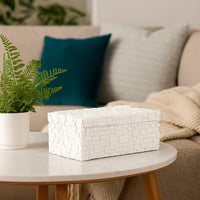 Lissa Decorative Storage Box, Matte White Textured Resin, 13 Inch -BM334984