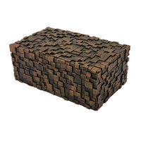 Lissa Decorative Storage Box, Brown Textured Resin Finish, 13 Inch -BM334985