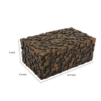 Lissa Decorative Storage Box, Brown Textured Resin Finish, 13 Inch -BM334985