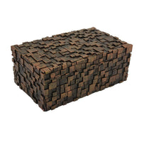 Lissa Decorative Storage Box, Brown Textured Resin Finish, 13 Inch -BM334985