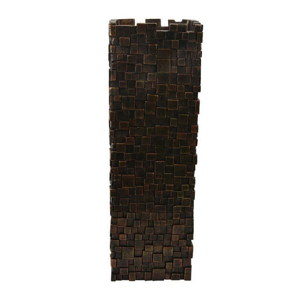 Accent Vase, Dark Bronze Resin, Prominent Geometric Texture, 20 Inch -BM334986