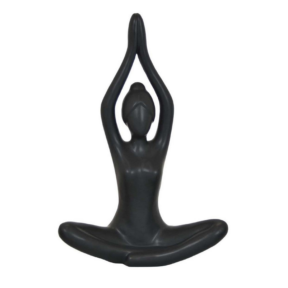 Decorative Yoga Figurine, Seated Anjali Mudra Pose, Black 18 Inch -BM334988
