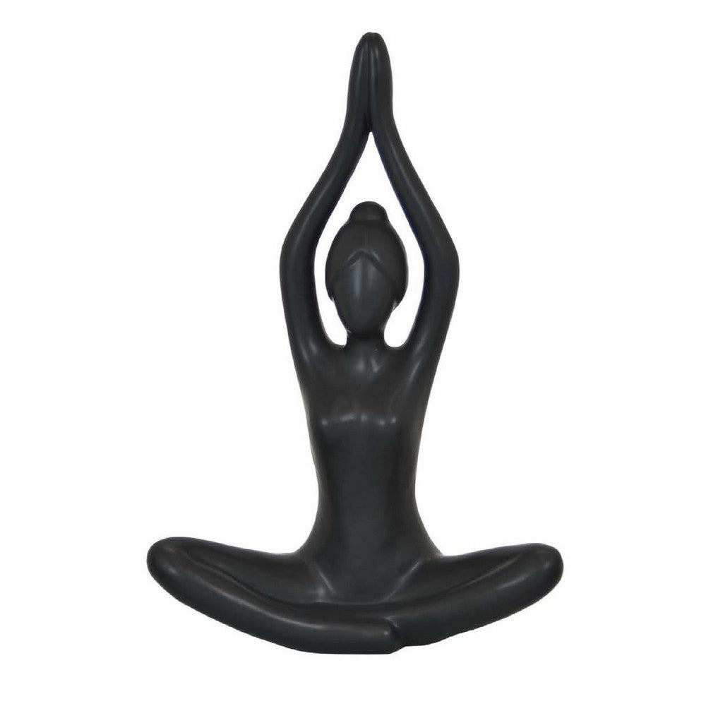 Decorative Yoga Figurine, Seated Anjali Mudra Pose, Black 18 Inch -BM334988