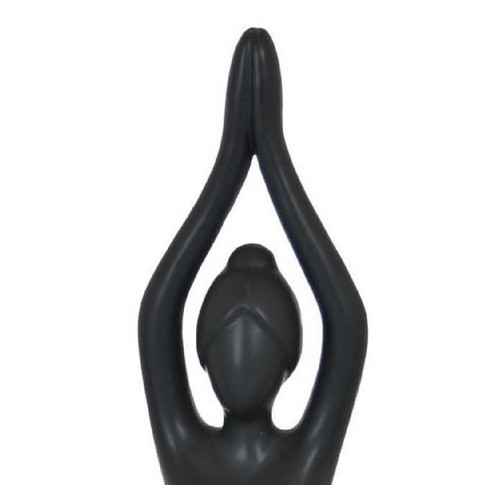 Decorative Yoga Figurine, Seated Anjali Mudra Pose, Black 18 Inch -BM334988