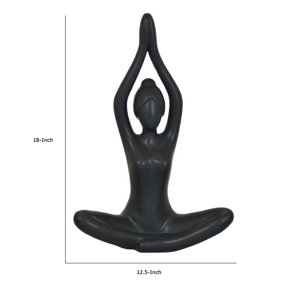 Decorative Yoga Figurine, Seated Anjali Mudra Pose, Black 18 Inch -BM334988
