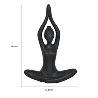 Decorative Yoga Figurine, Seated Anjali Mudra Pose, Black 18 Inch -BM334988