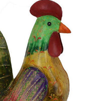 Decorative Painted Metal Rooster Figurine, Multicolor Metal, 19 Inch -BM334989