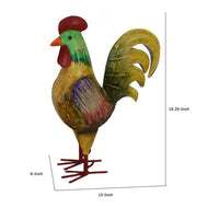 Decorative Painted Metal Rooster Figurine, Multicolor Metal, 19 Inch -BM334989