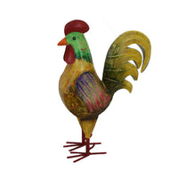 Decorative Painted Metal Rooster Figurine, Multicolor Metal, 19 Inch -BM334989