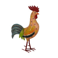 Decorative Painted Metal Rooster Figurine, Multicolor Metal, 23 Inch -BM334990